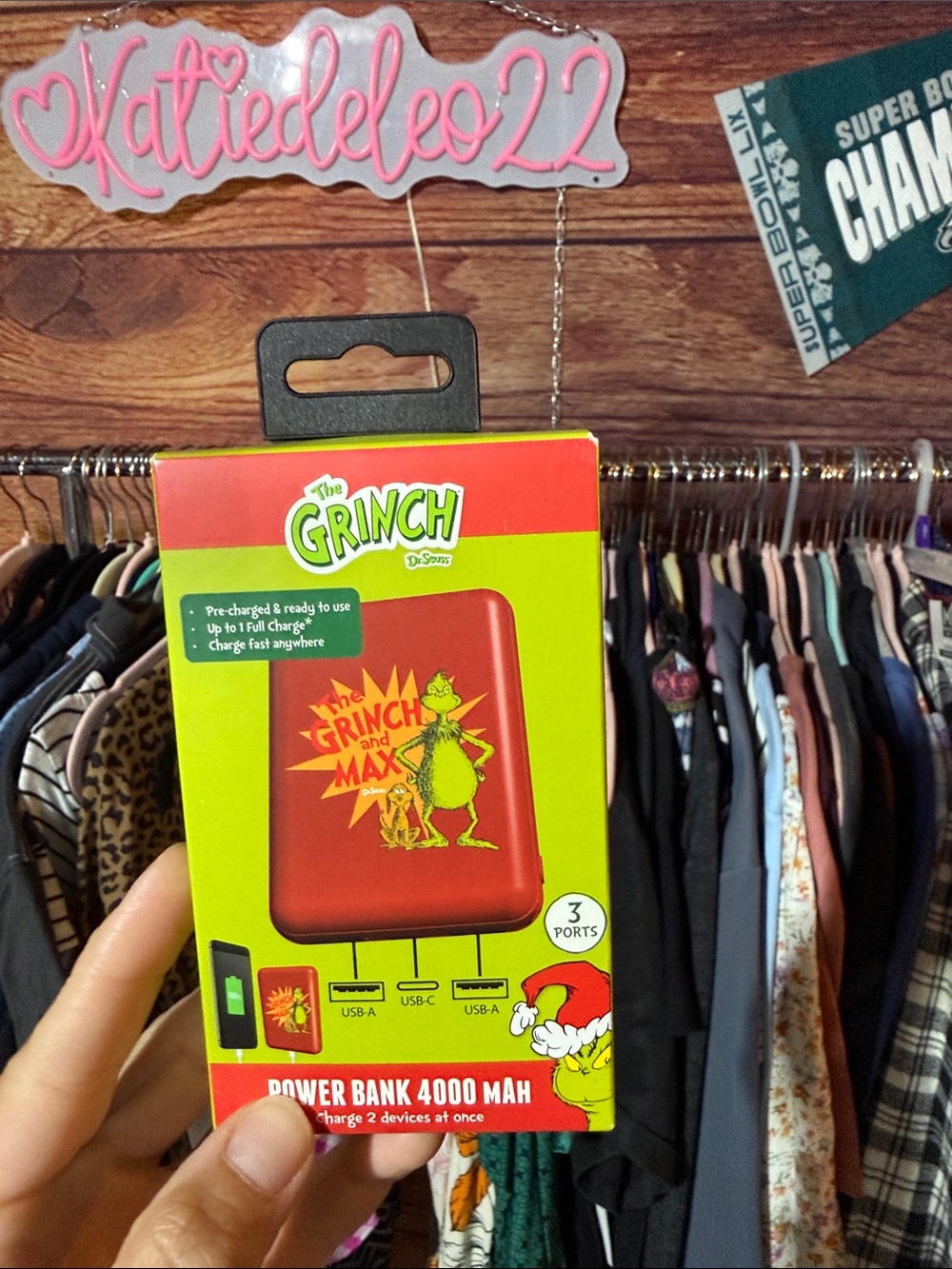 The Grinch Red Power Bank 4000 mAh Portable Charger